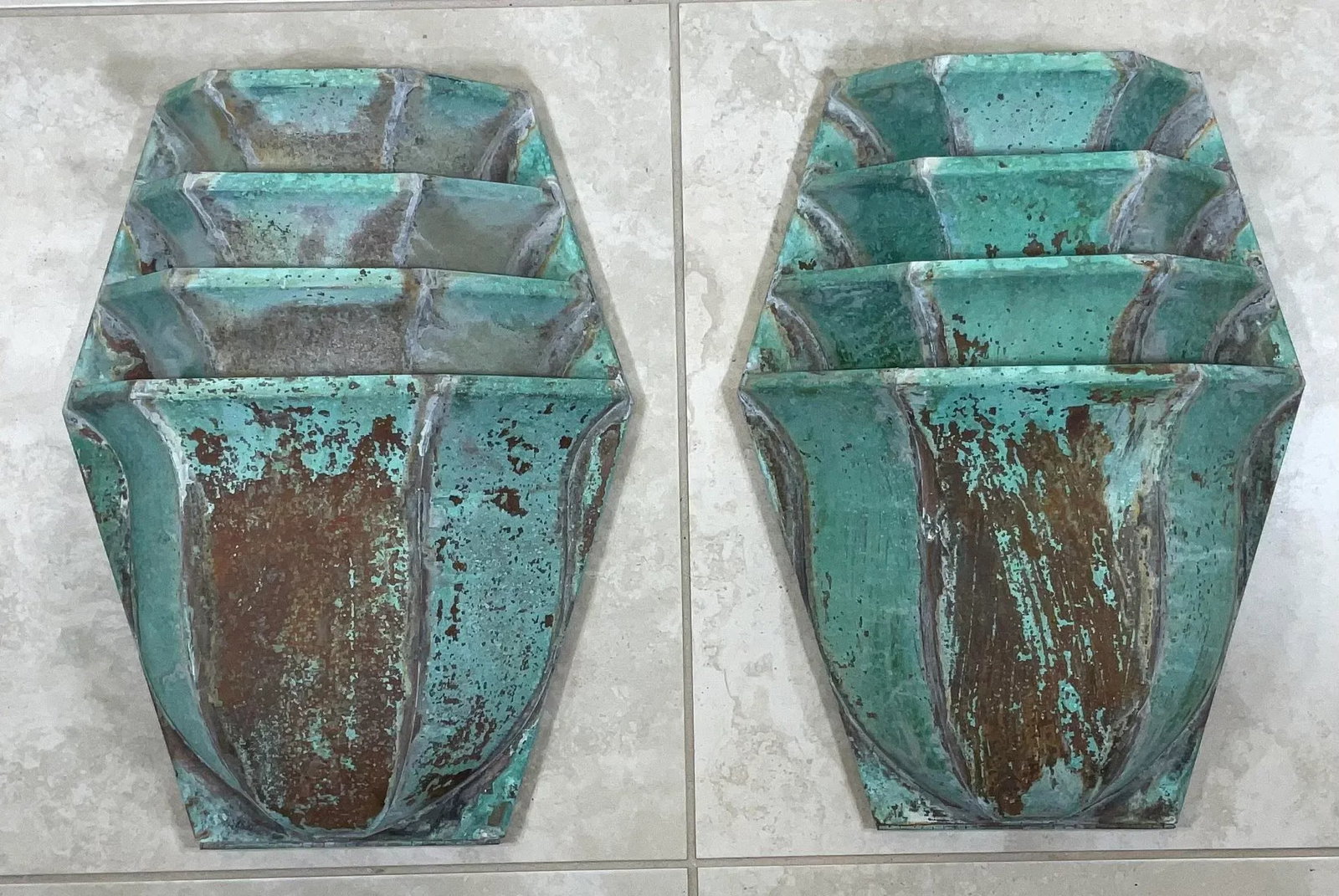 1960s Large Brass Wall Lantern Sconces - a Pair - 6