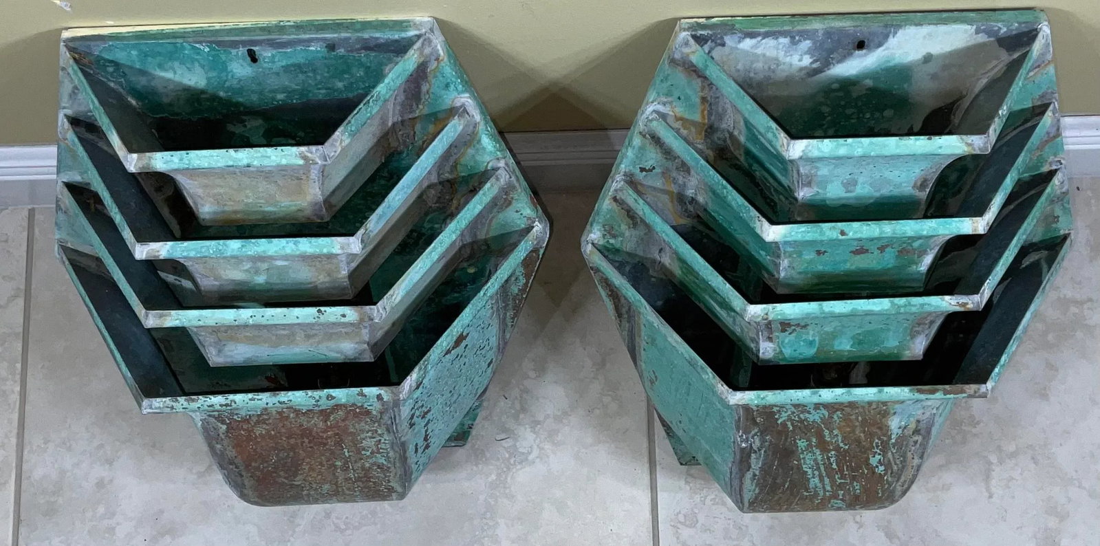 1960s Large Brass Wall Lantern Sconces - a Pair - 9