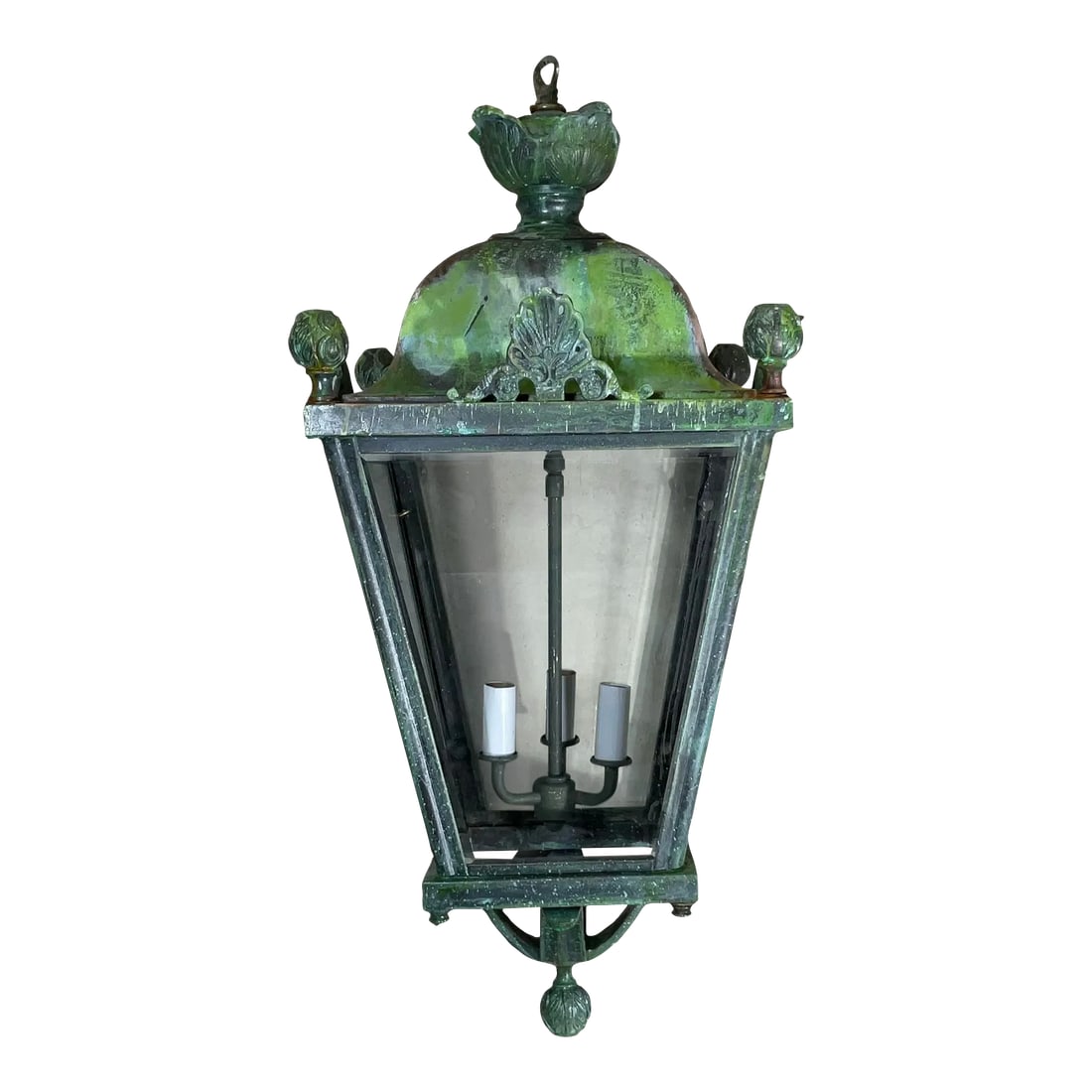 Four-Sides Brass and Bronze Vintage Hanging Lantern (1 of 10)