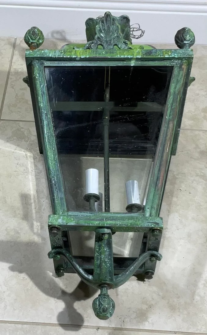 Four-Sides Brass and Bronze Vintage Hanging Lantern - 3