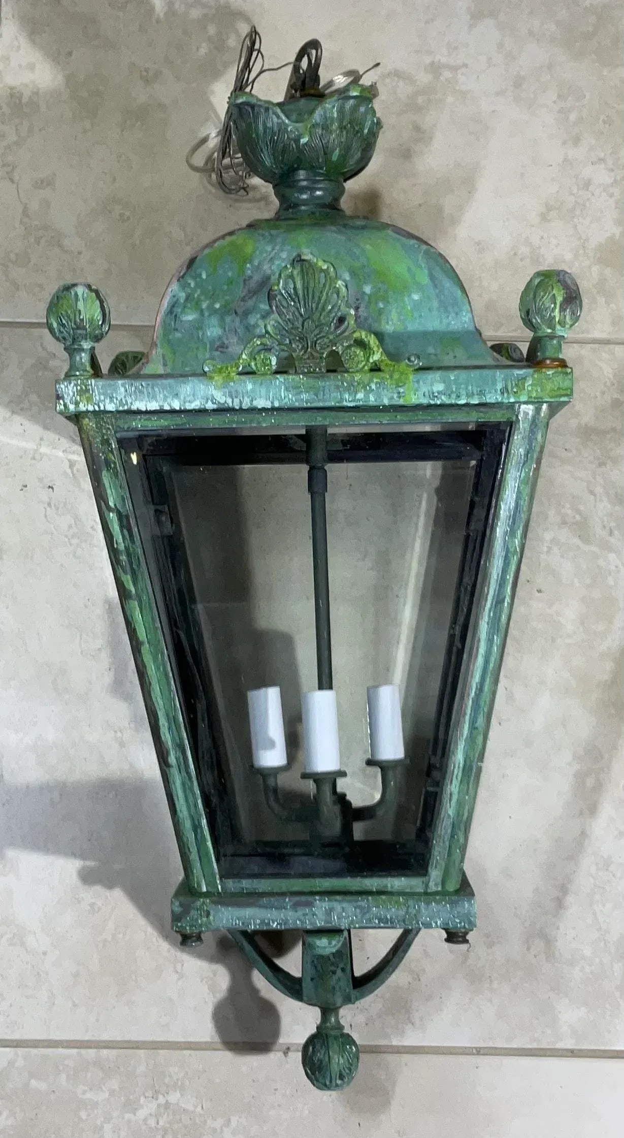Four-Sides Brass and Bronze Vintage Hanging Lantern - 4