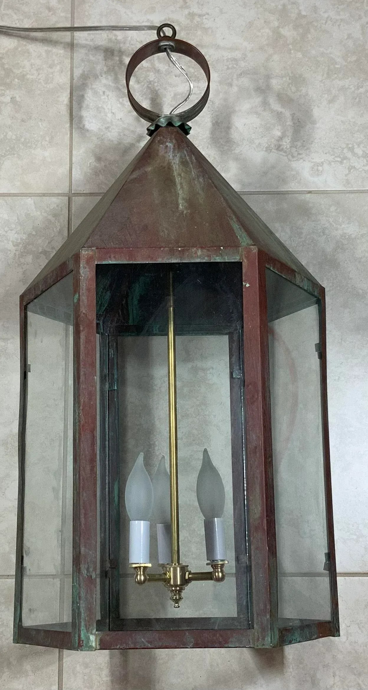Large Hexagon Copper Lantern - 10