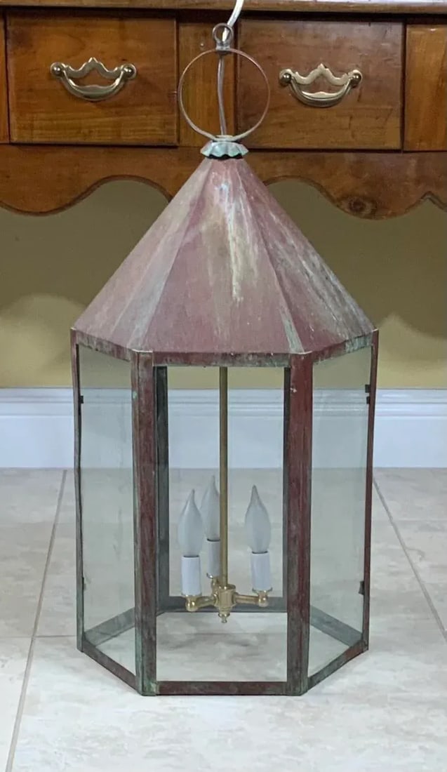 Large Hexagon Copper Lantern - 11