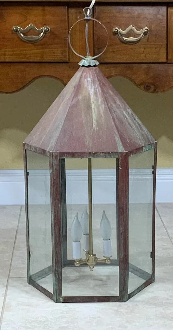 Large Hexagon Copper Lantern - 2