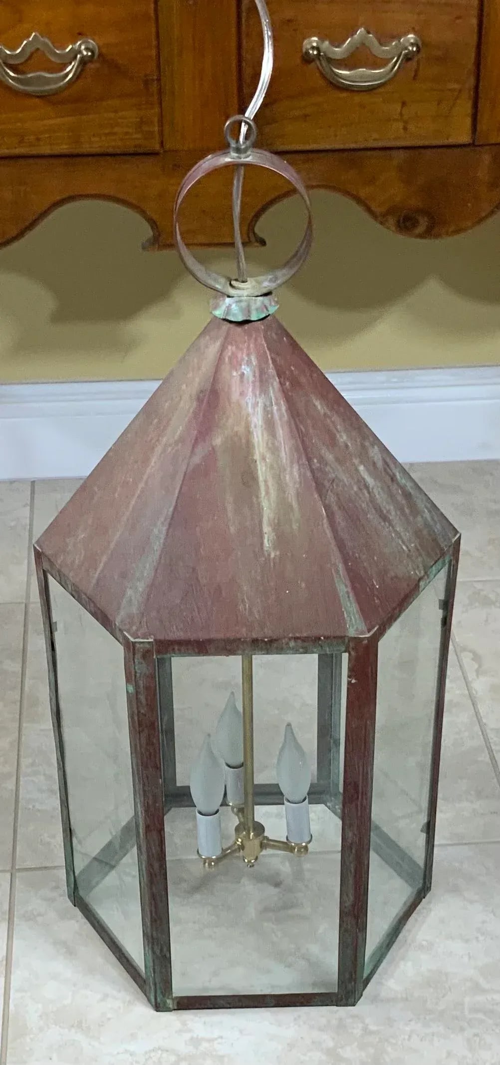 Large Hexagon Copper Lantern - 4
