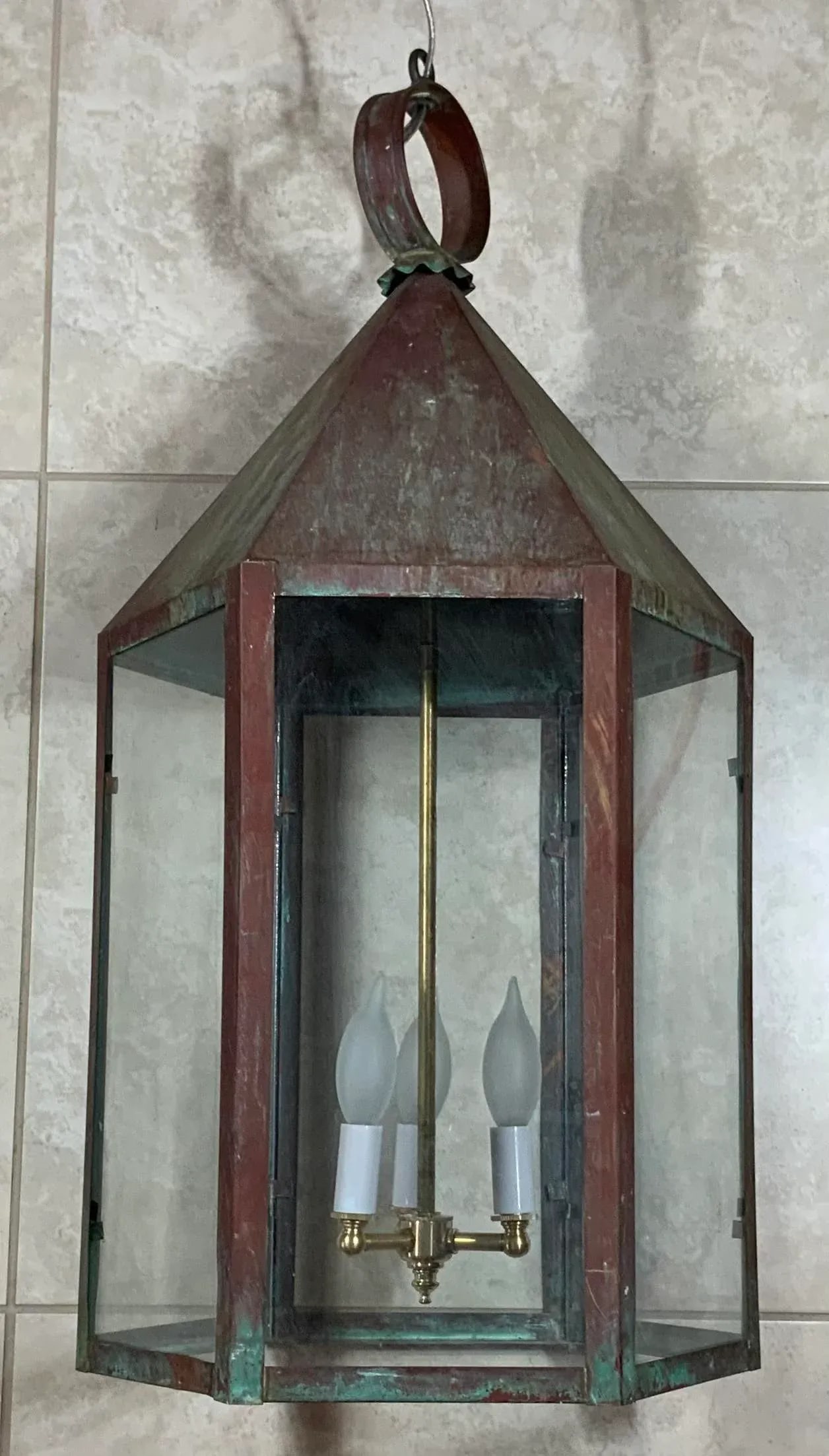 Large Hexagon Copper Lantern - 6