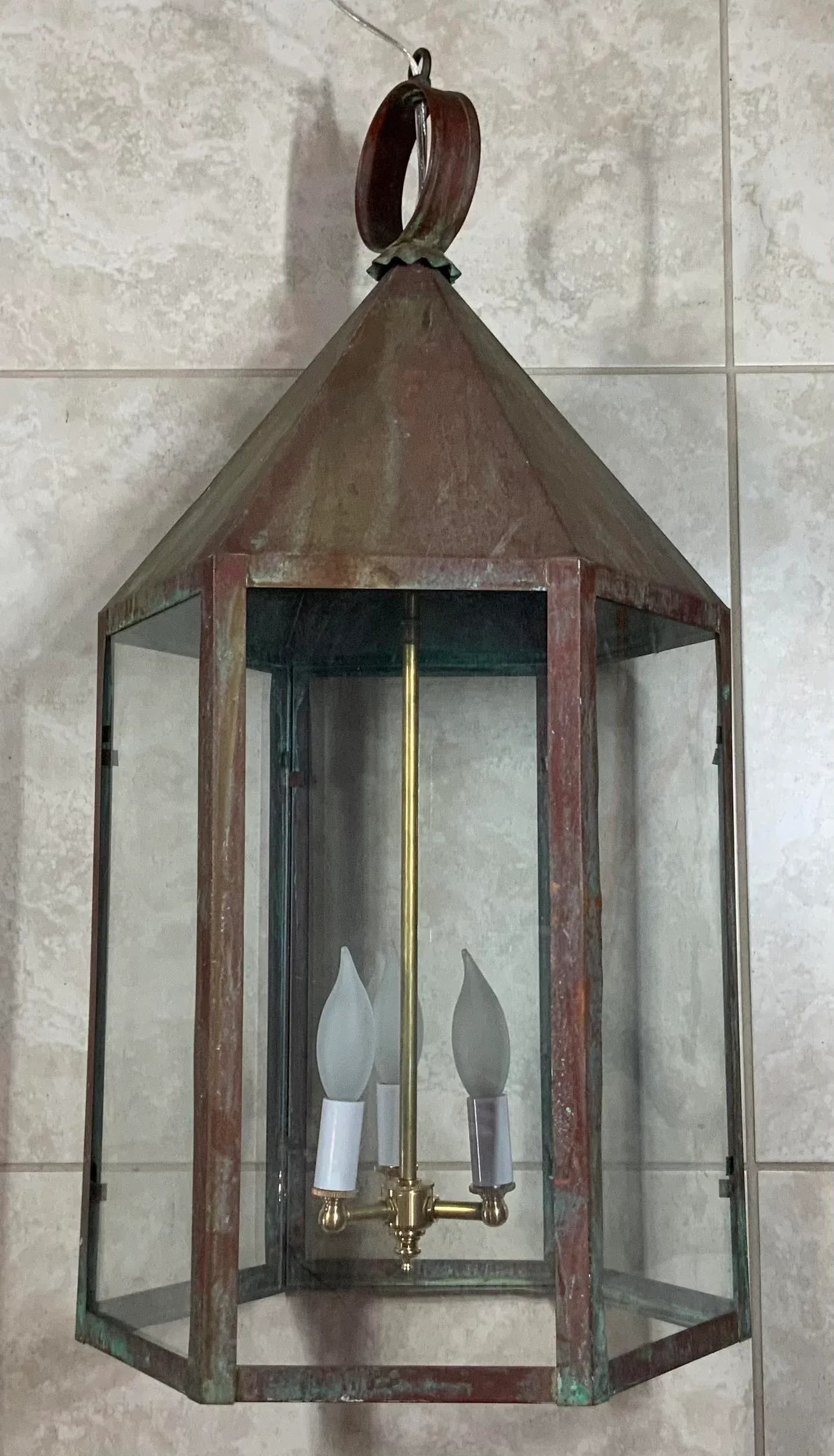 Large Hexagon Copper Lantern - 7