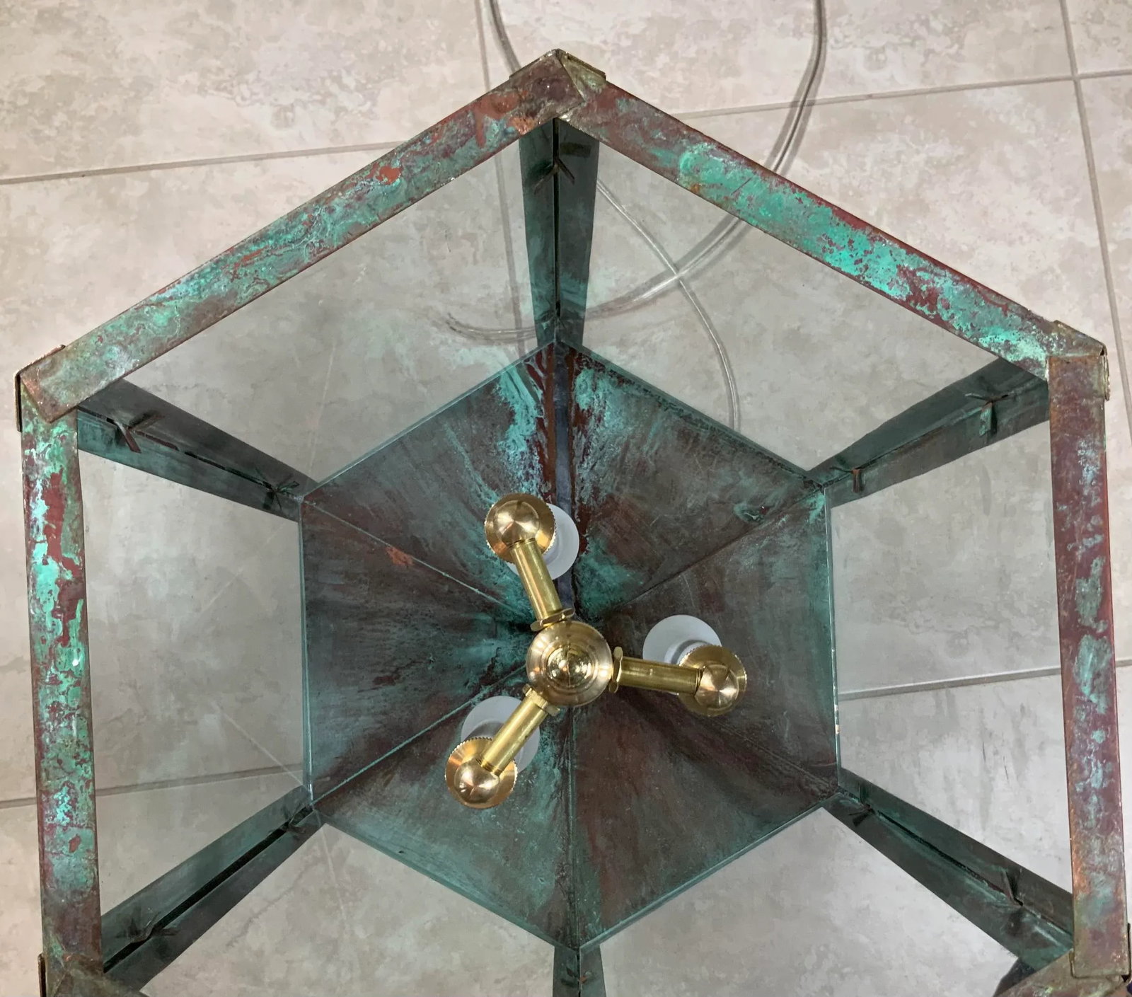 Large Hexagon Copper Lantern - 8