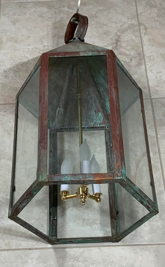Large Hexagon Copper Lantern - 9