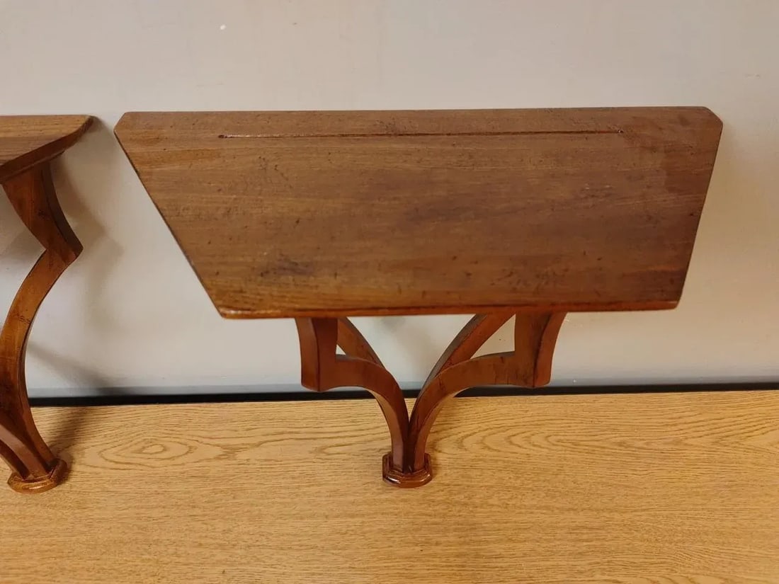 Pair 1990s Wood Wall Shelves - 4
