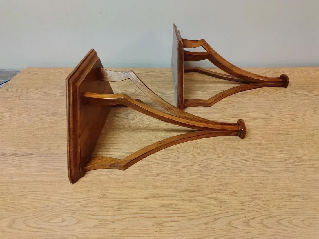Pair 1990s Wood Wall Shelves - 6