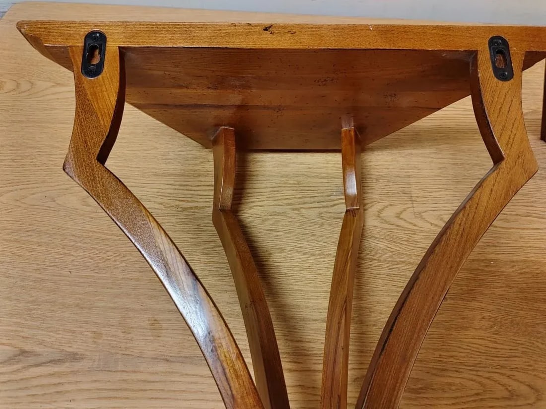 Pair 1990s Wood Wall Shelves - 8