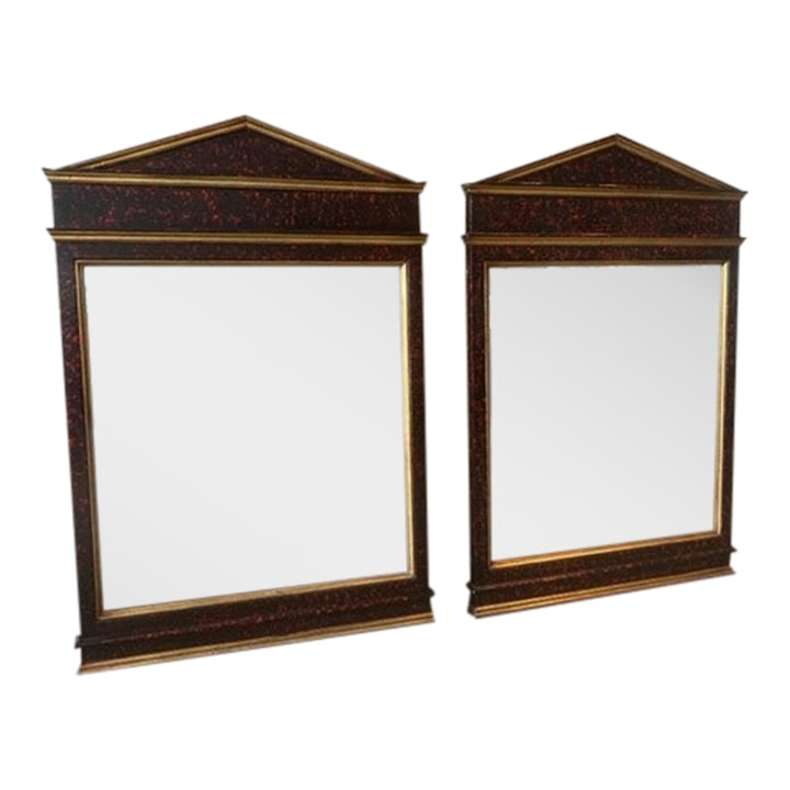 Neoclassical-Empire Style Faux Tortoise Shell Mirrors - a Pair (1 of 7)