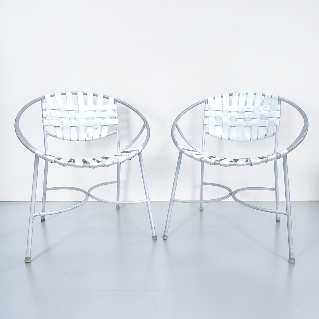 1960s Mid-Century Modern Wrought Iron Patio Radar Chairs - a Pair - 4