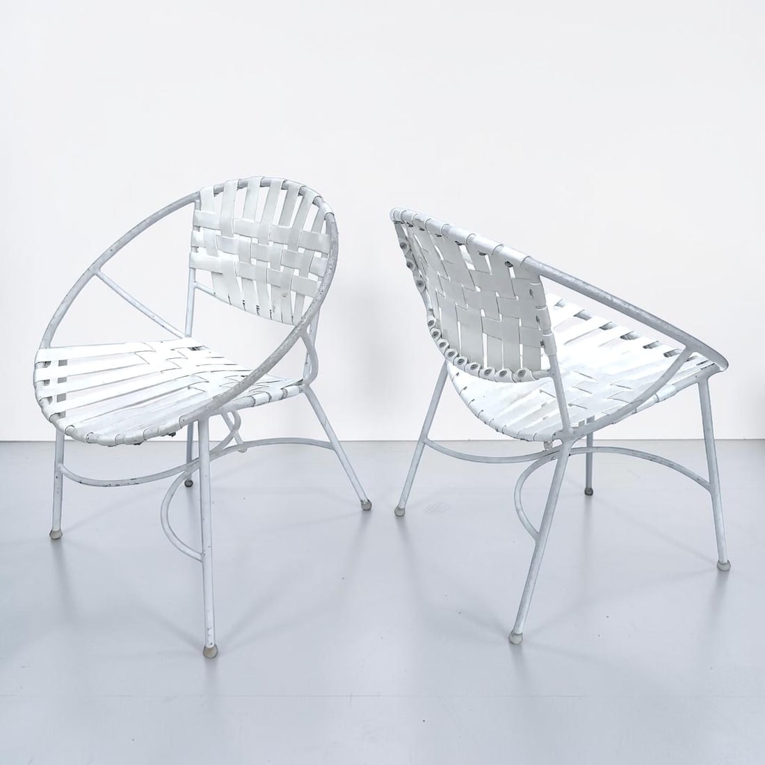 1960s Mid-Century Modern Wrought Iron Patio Radar Chairs - a Pair - 5