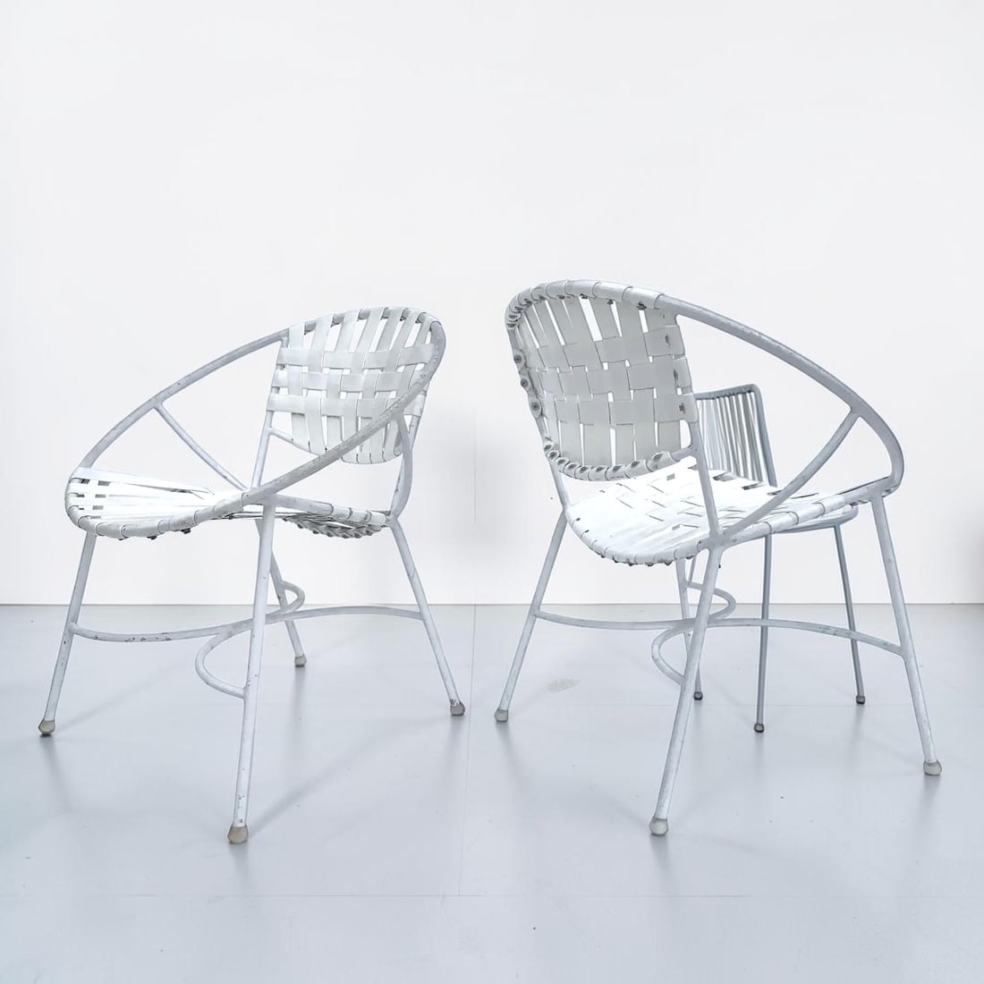 1960s Mid-Century Modern Wrought Iron Patio Radar Chairs - a Pair - 7