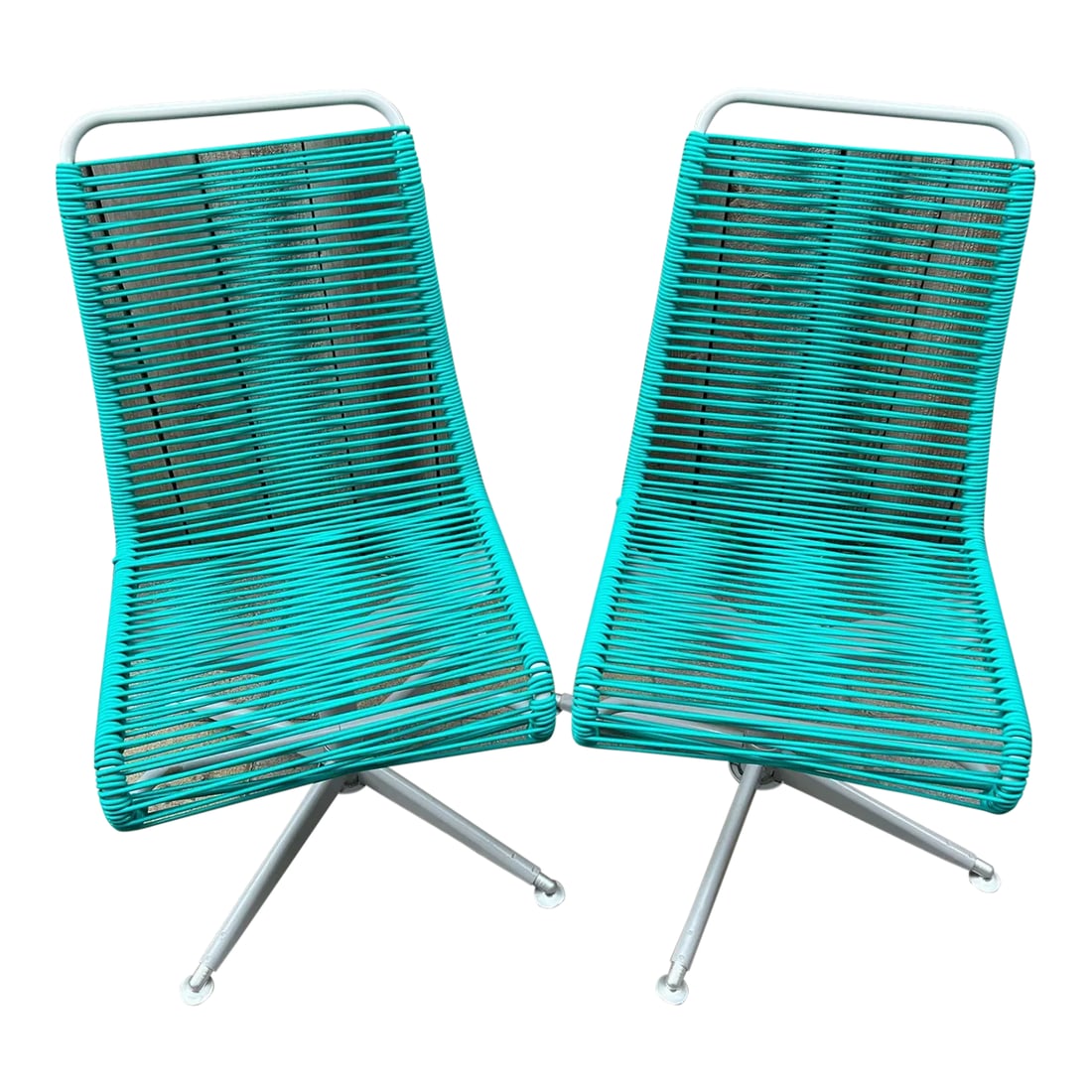 Restored Vintage Ames Aire Teal Cabana Star Swivel Patio Chairs - Set of 2 (1 of 13)