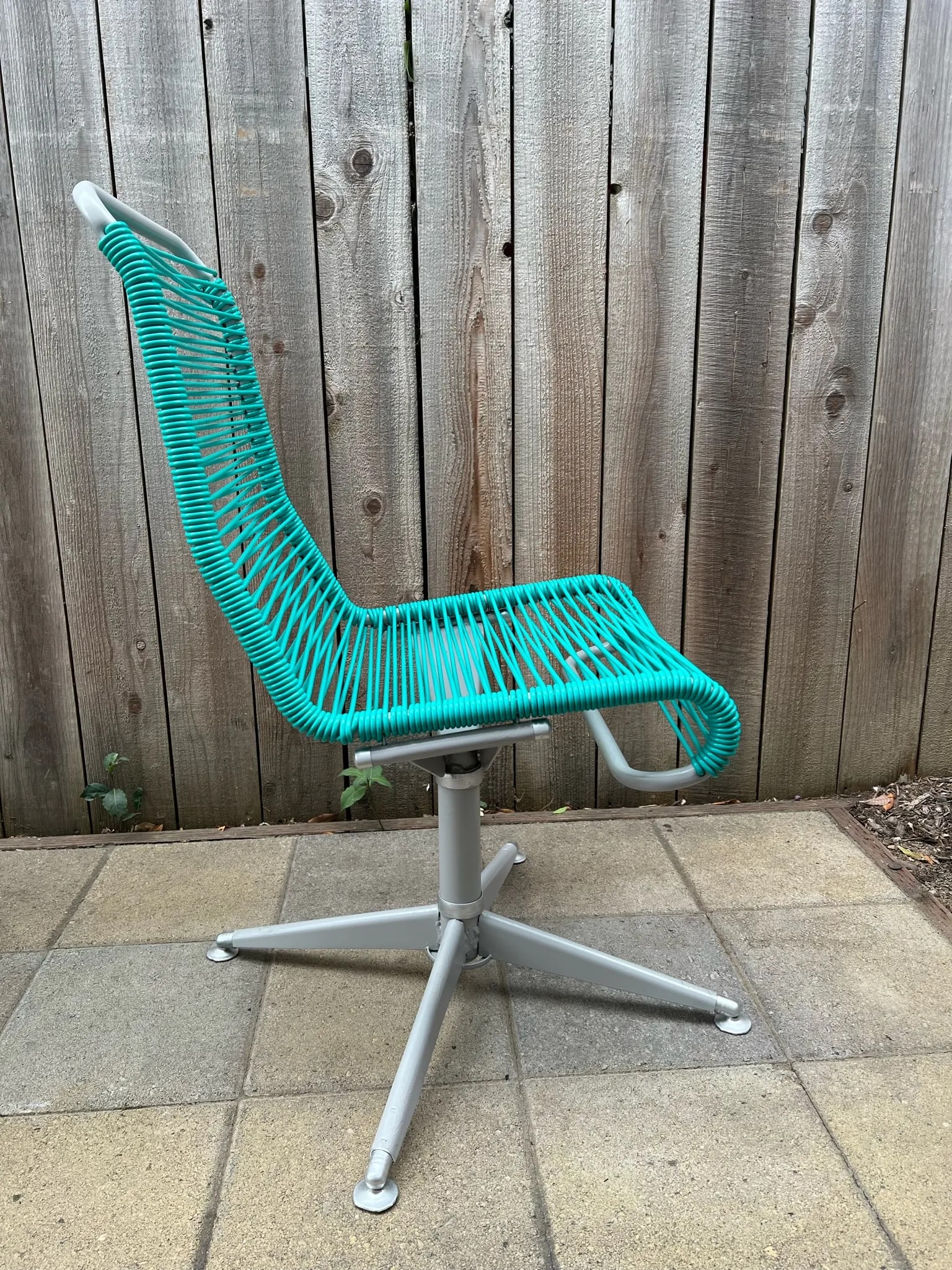 Restored Vintage Ames Aire Teal Cabana Star Swivel Patio Chairs - Set of 2 - 3