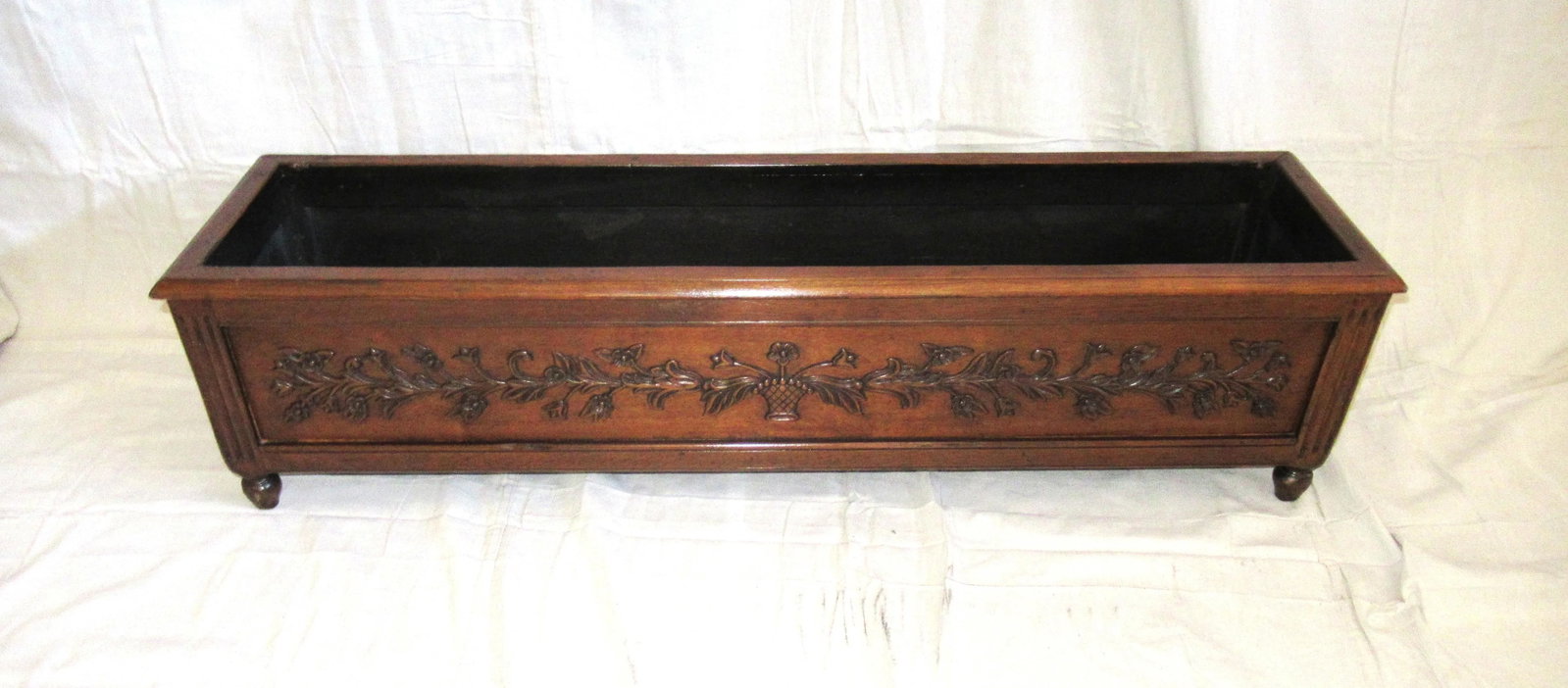 Vintage Oak French Planter Jardiniere With Metal Liner - 10