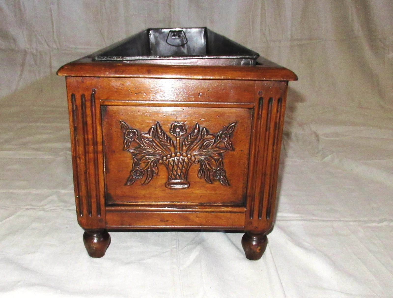 Vintage Oak French Planter Jardiniere With Metal Liner - 5