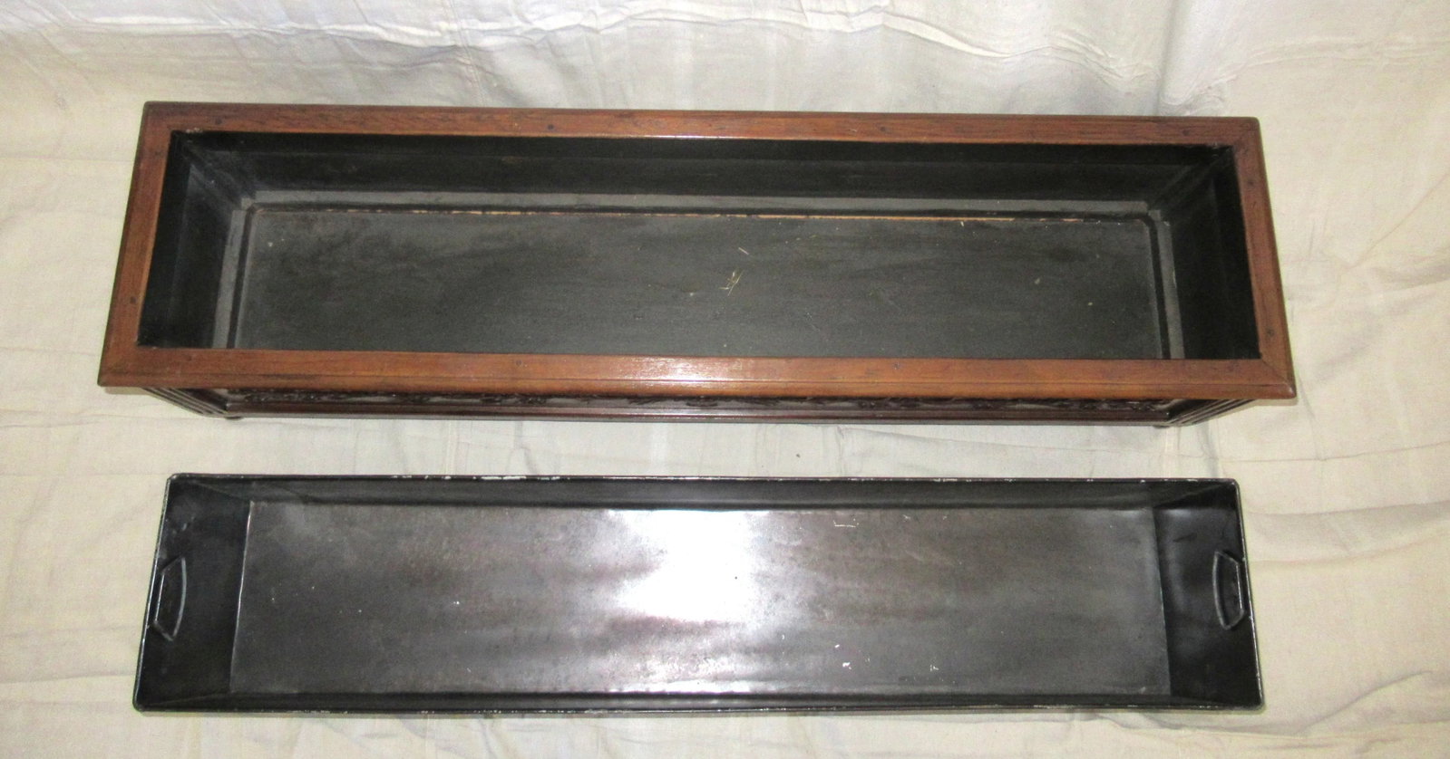 Vintage Oak French Planter Jardiniere With Metal Liner - 6