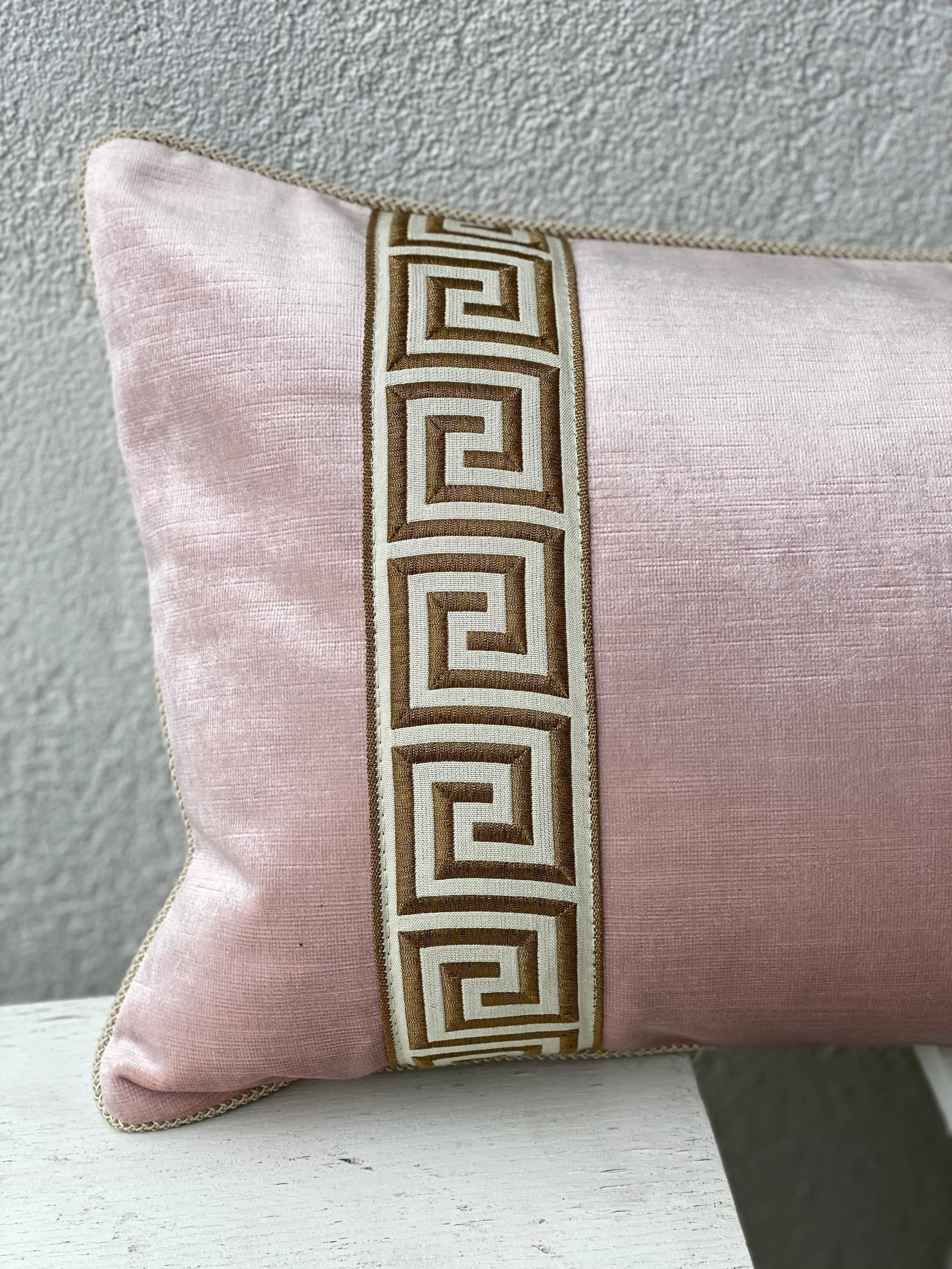 Contemporary Pink Velvet Lumbar Pillow - 2