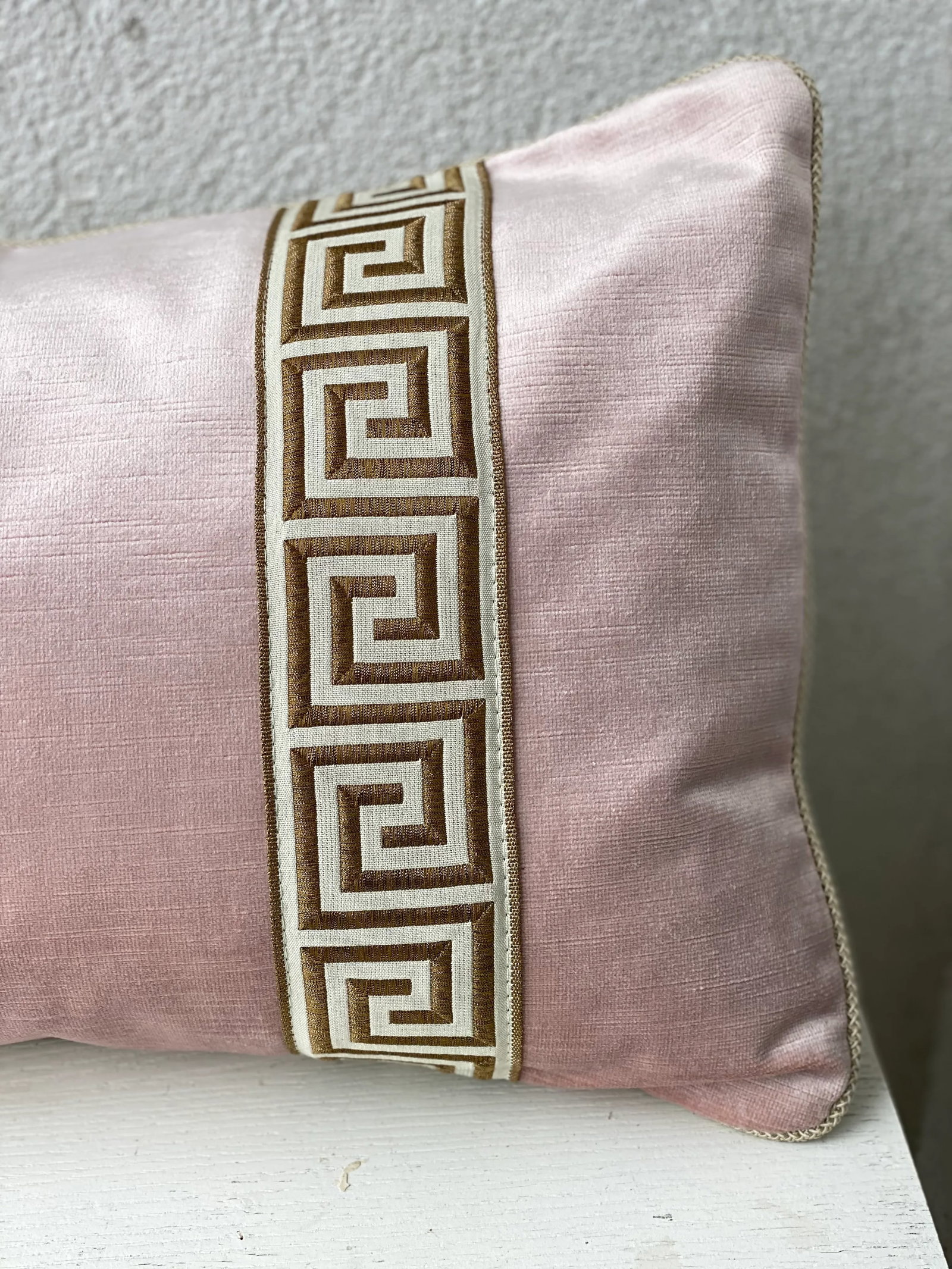 Contemporary Pink Velvet Lumbar Pillow - 3
