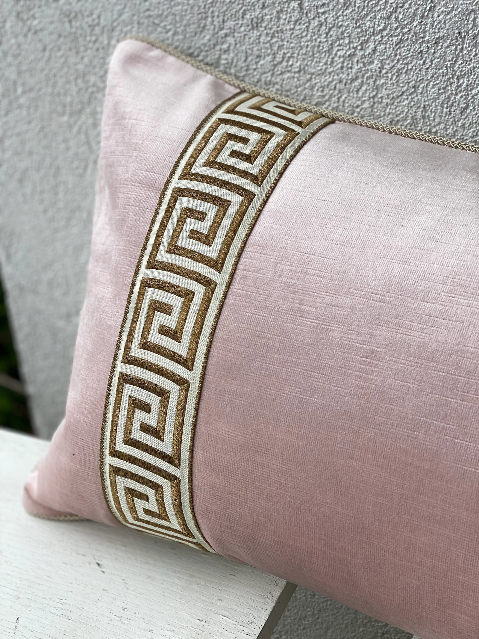 Contemporary Pink Velvet Lumbar Pillow - 4