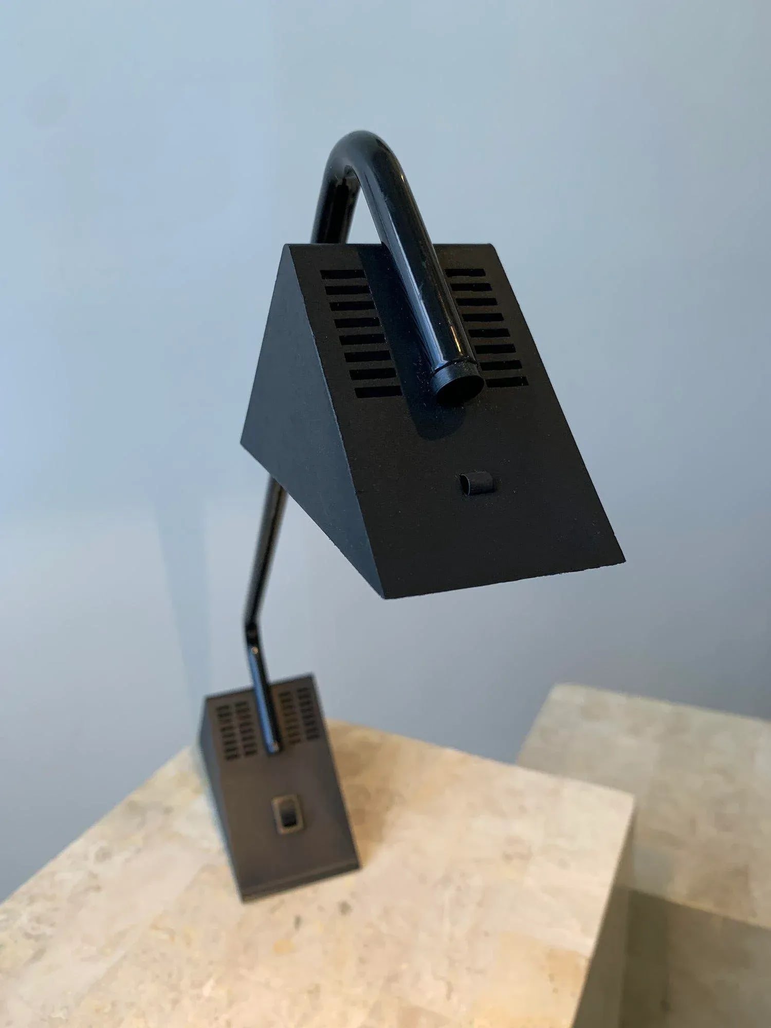 Vintage Postmodern Disegno Italia Black Enameled Metal + Molded Plastic Angy Desk Lamp, Circa 1970s - 6