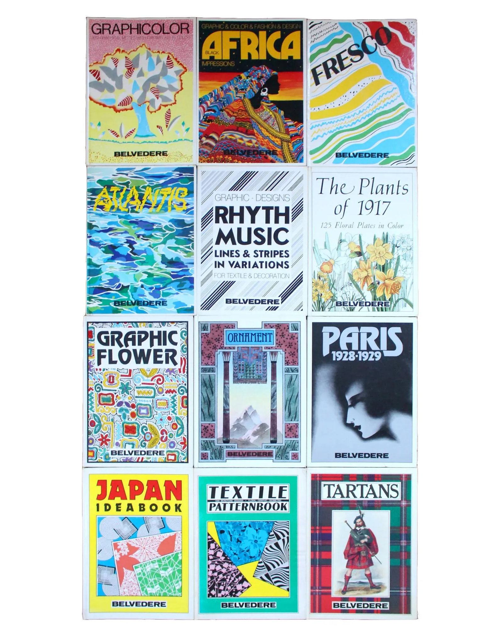 1980's Belvedere Italian Graphic Art Design Coffee Table Decorative Hard Cover Books - Set of 12 - 2
