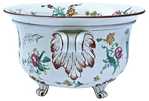 Vintage French Gien Floral Footed Bowl - 2