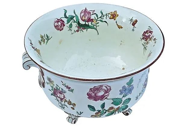 Vintage French Gien Floral Footed Bowl - 3