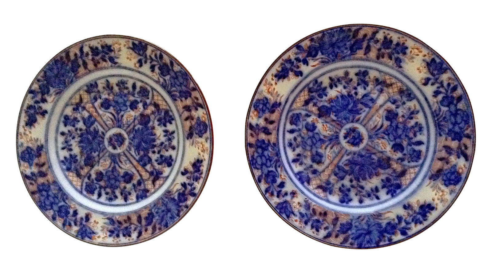 19th C Wedgwood Flow Blue Plates - Pair of 2 (1 of 6)