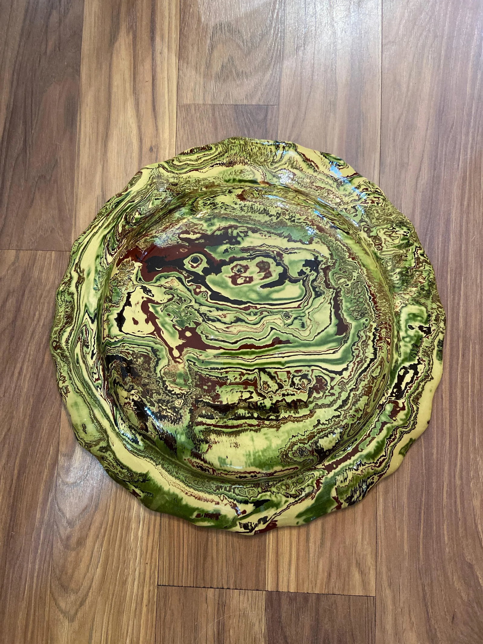 1980s Vintage French Marbleized Platter - 2