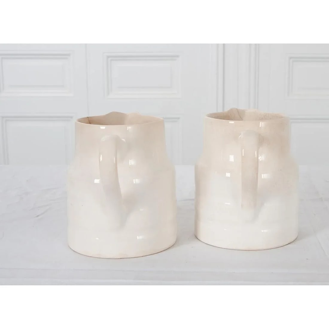 English Early 20th Century Ironstone Dairy Pitchers - A Pair - 3