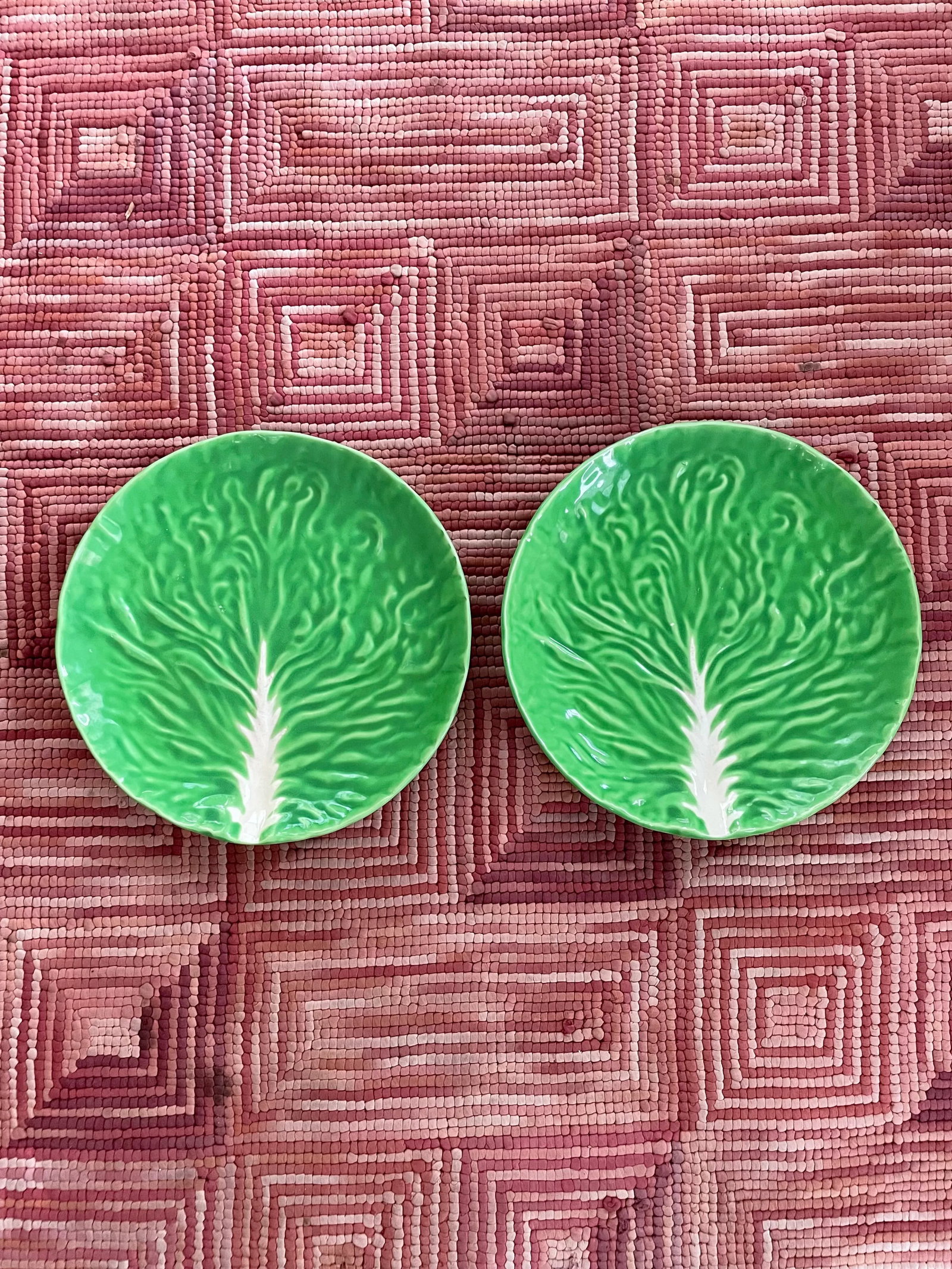 1960s Italian Large Cabbage Ware Plates- Set of 2 - 10