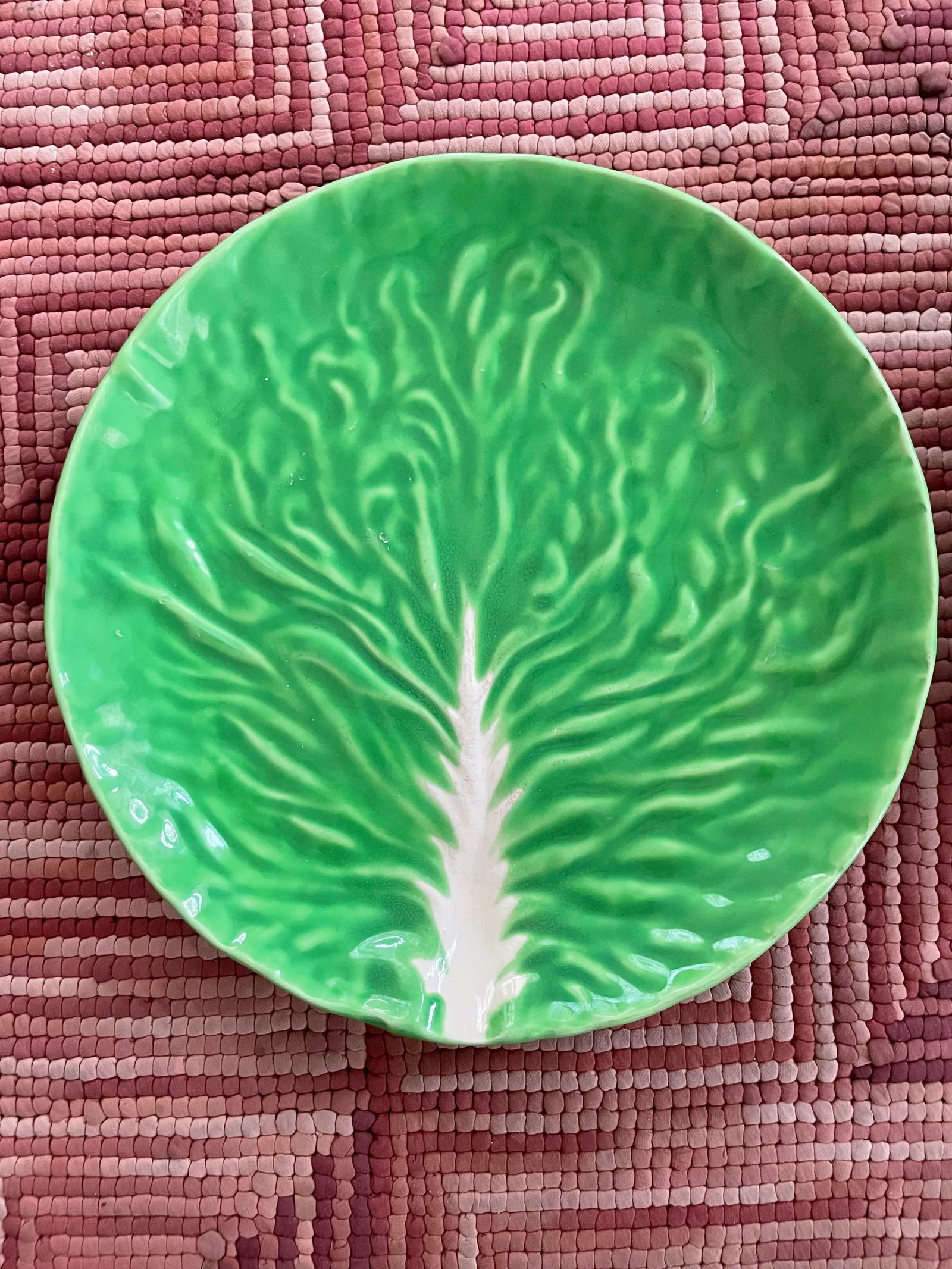 1960s Italian Large Cabbage Ware Plates- Set of 2 - 6