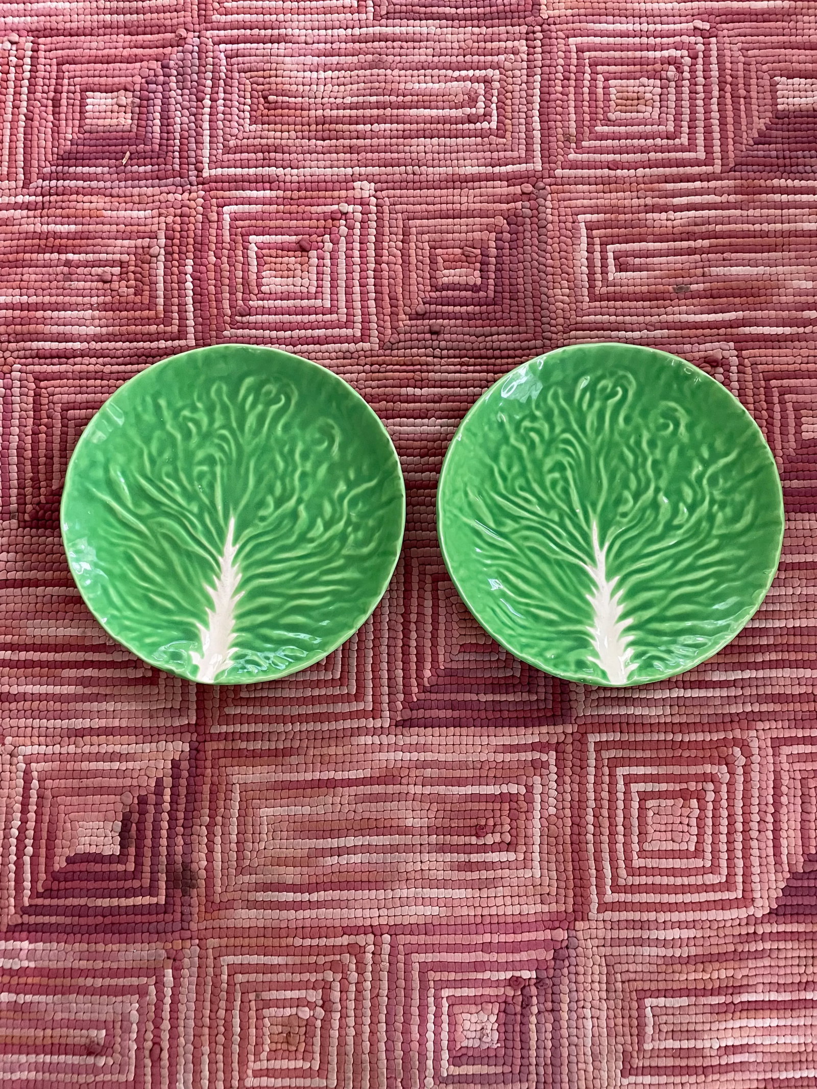 1960s Italian Large Cabbage Ware Plates- Set of 2 - 9