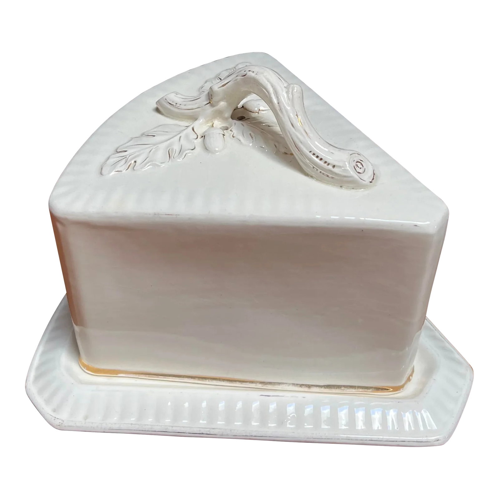 Antique Covered Cheese Plate by Franz Ant. Mehlem - White With Gold Trim (1 of 9)