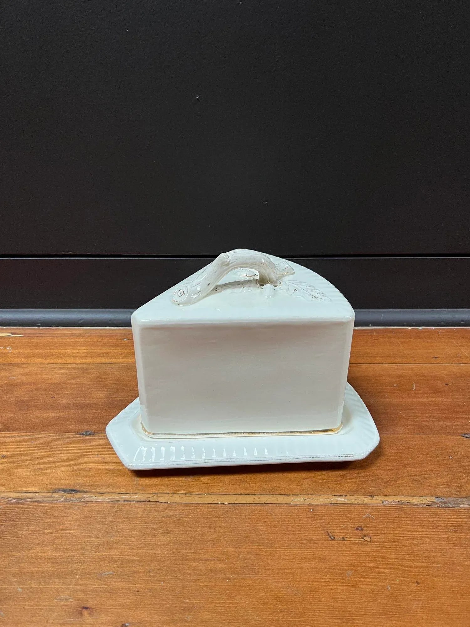 Antique Covered Cheese Plate by Franz Ant. Mehlem - White With Gold Trim - 2