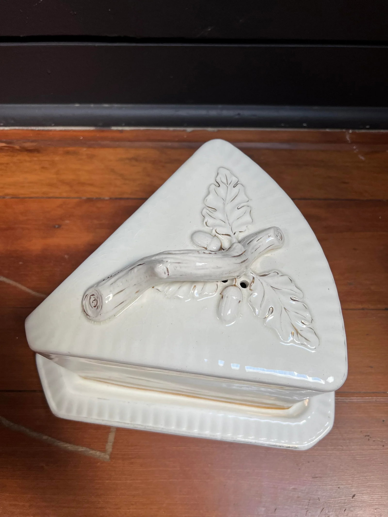 Antique Covered Cheese Plate by Franz Ant. Mehlem - White With Gold Trim - 4