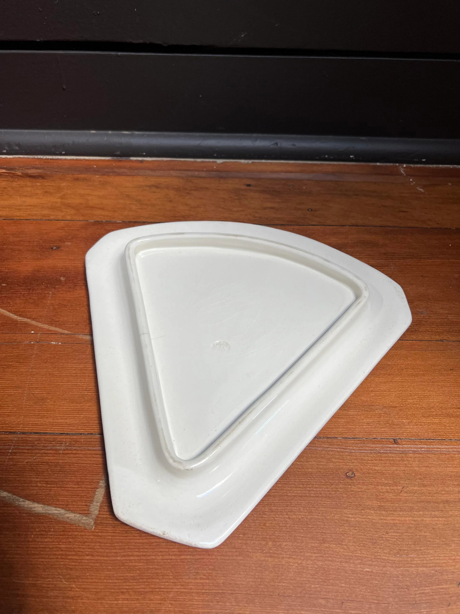 Antique Covered Cheese Plate by Franz Ant. Mehlem - White With Gold Trim - 6