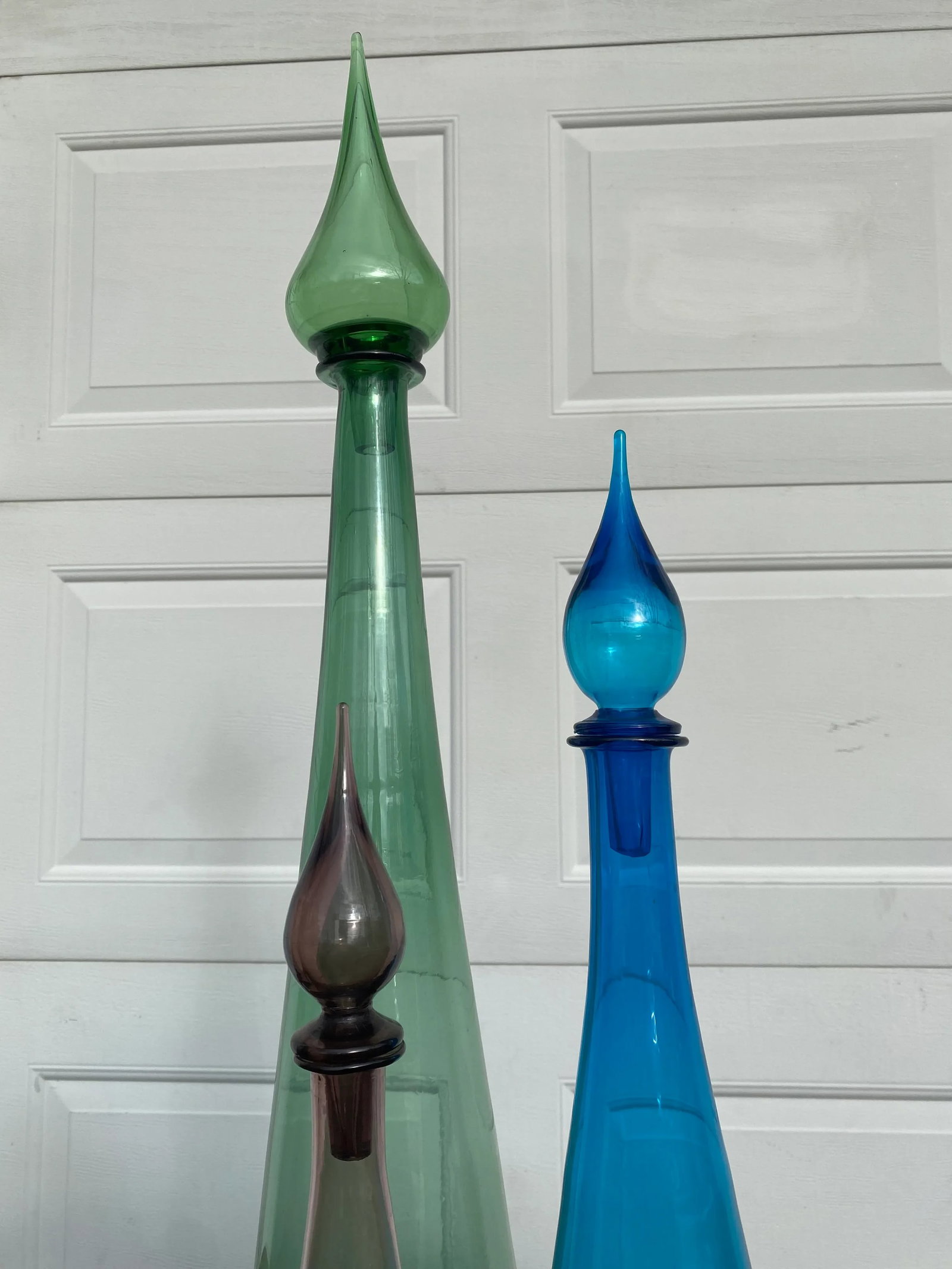 Mid 20th Century Empoli Italian Glass Teardrop Decanters- Set of Three - 10