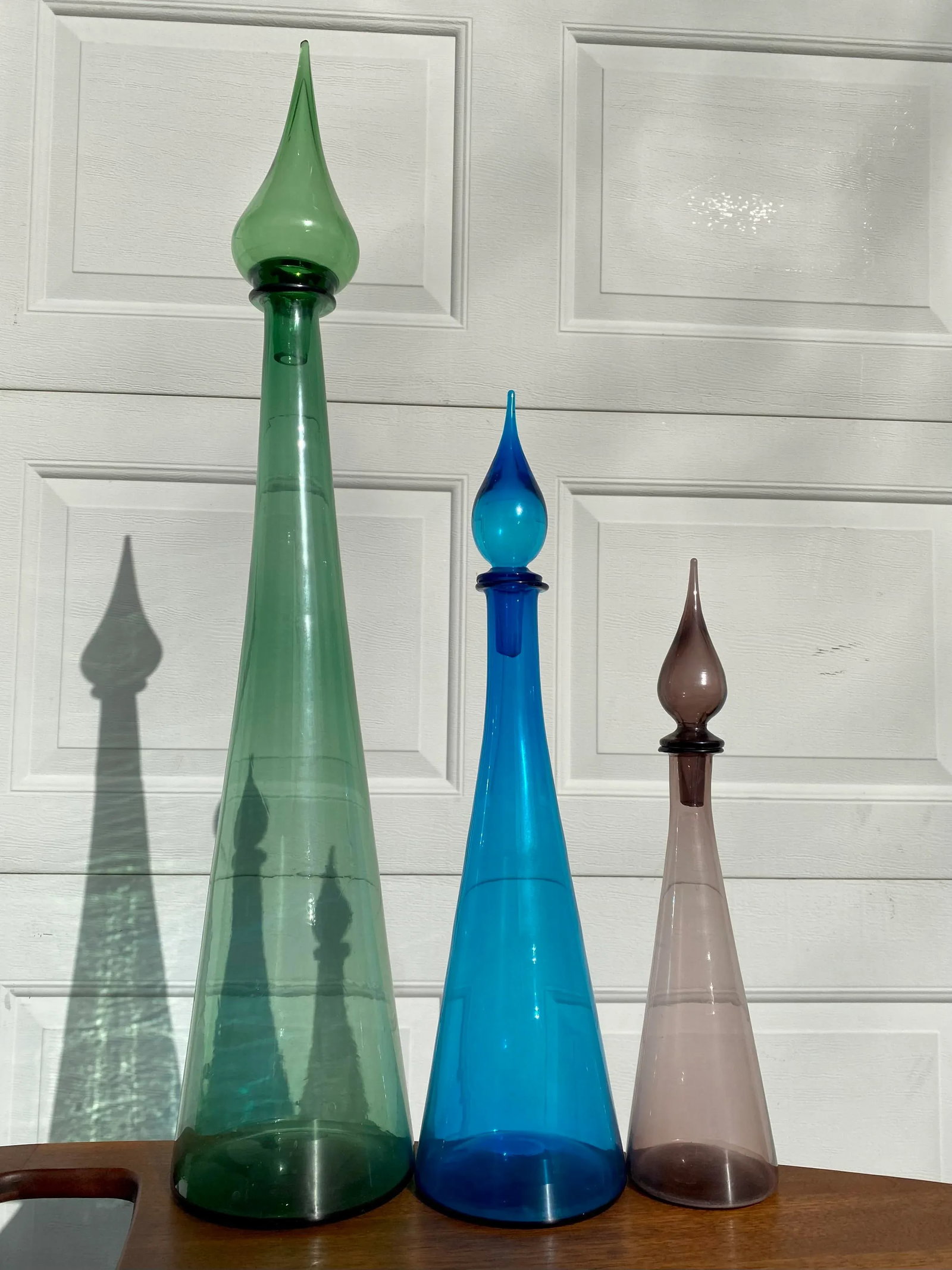 Mid 20th Century Empoli Italian Glass Teardrop Decanters- Set of Three - 3