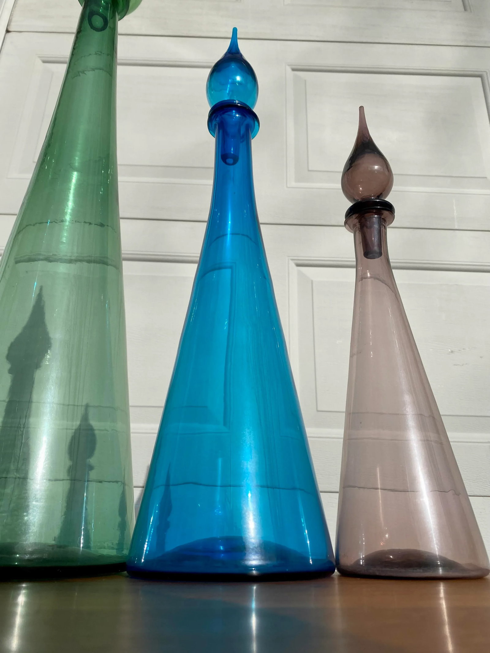 Mid 20th Century Empoli Italian Glass Teardrop Decanters- Set of Three - 5