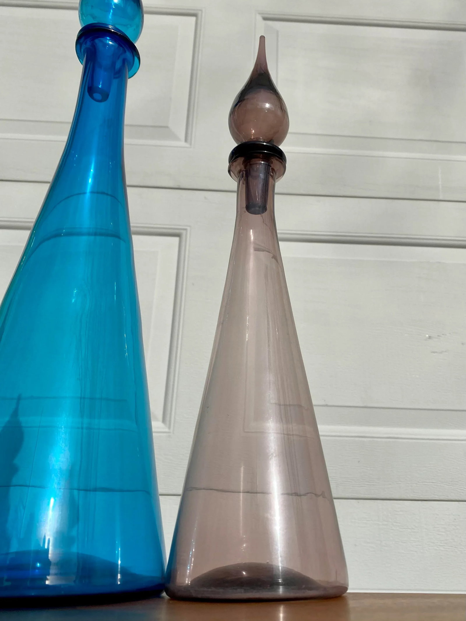 Mid 20th Century Empoli Italian Glass Teardrop Decanters- Set of Three - 6