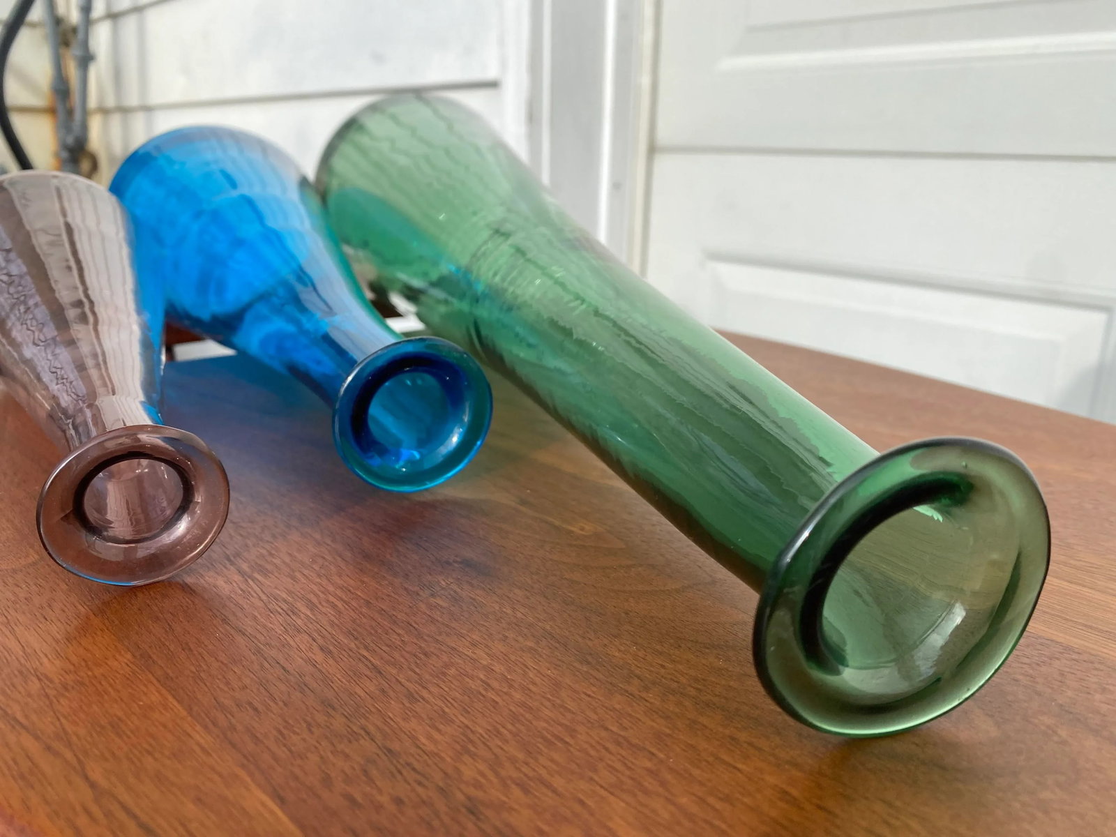Mid 20th Century Empoli Italian Glass Teardrop Decanters- Set of Three - 8