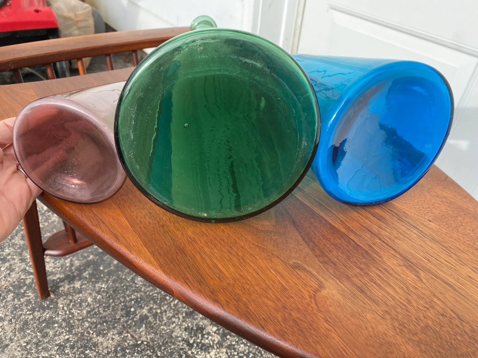 Mid 20th Century Empoli Italian Glass Teardrop Decanters- Set of Three - 9