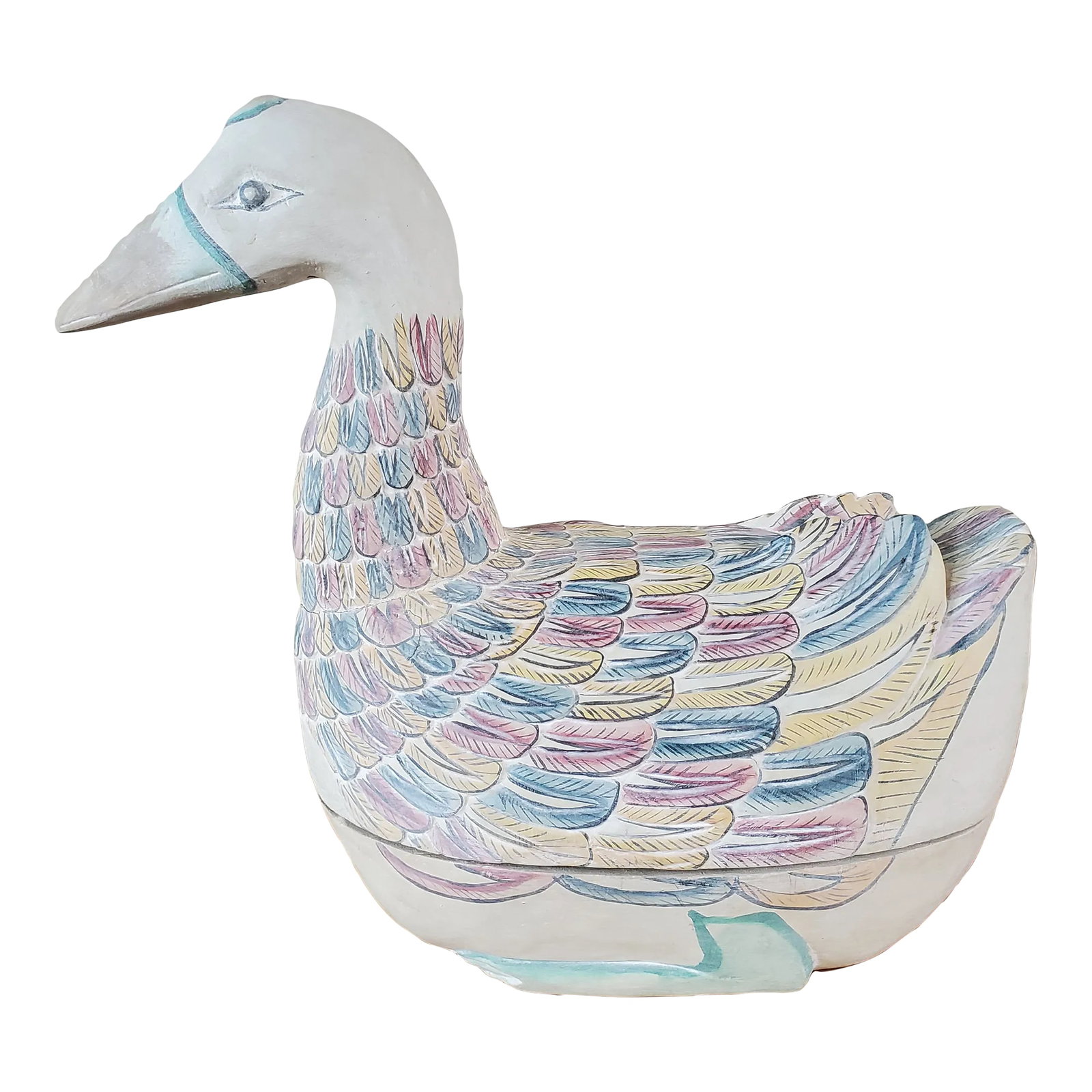 Vintage Mid 20th Century Chinese Hand-Painted Wooden Goose Box (1 of 10)