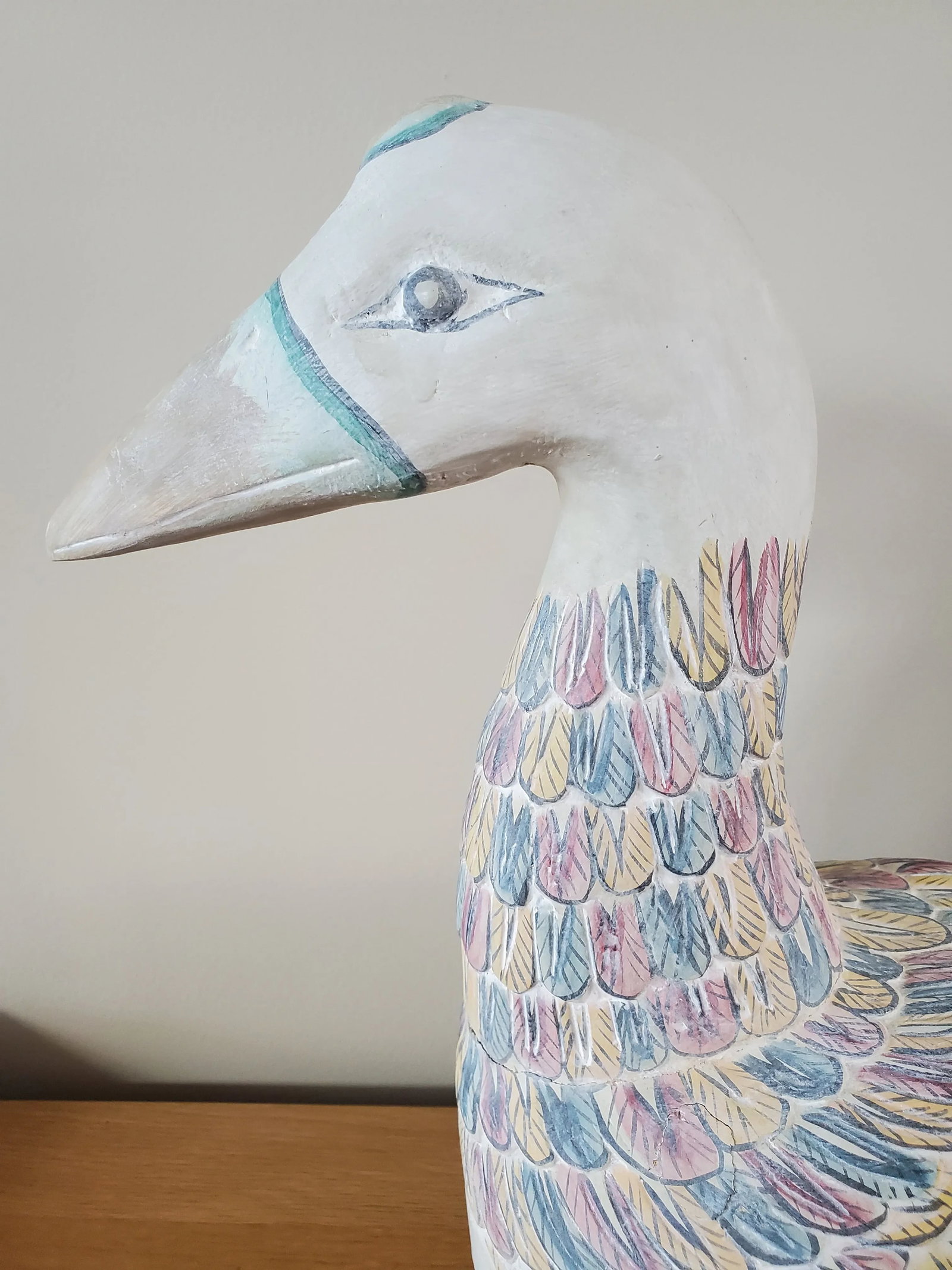 Vintage Mid 20th Century Chinese Hand-Painted Wooden Goose Box - 2